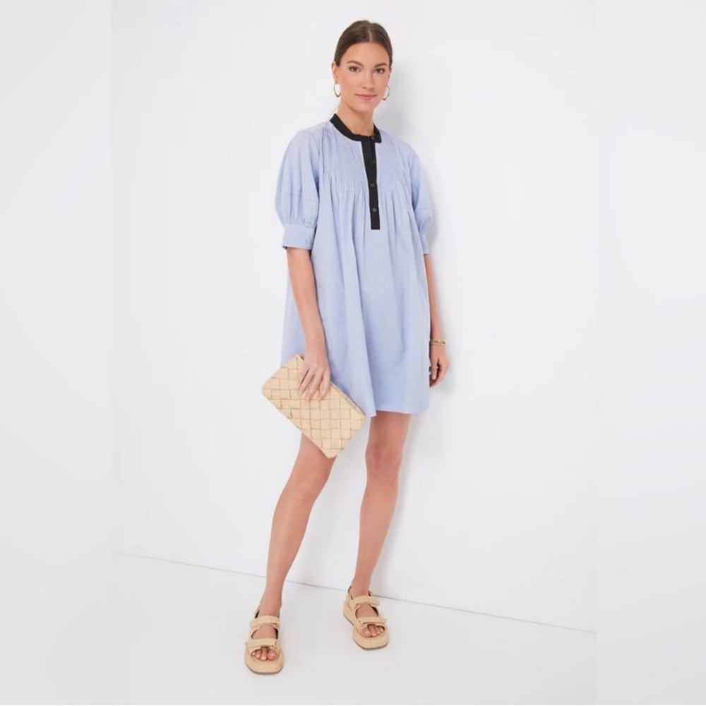 Pomander Place Light Blue Mini Dress with Black Accents